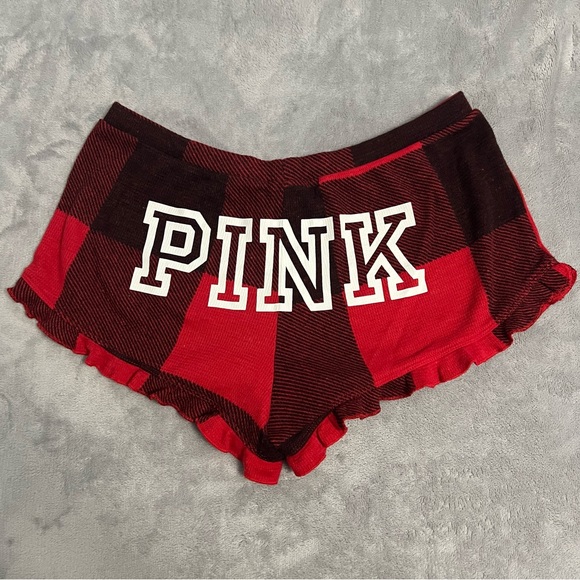 VICTORIA’S SECRET PINK PLAID RED/BLACK/WHITE SLEEPWEAR SHORTS - Picture 4 of 7